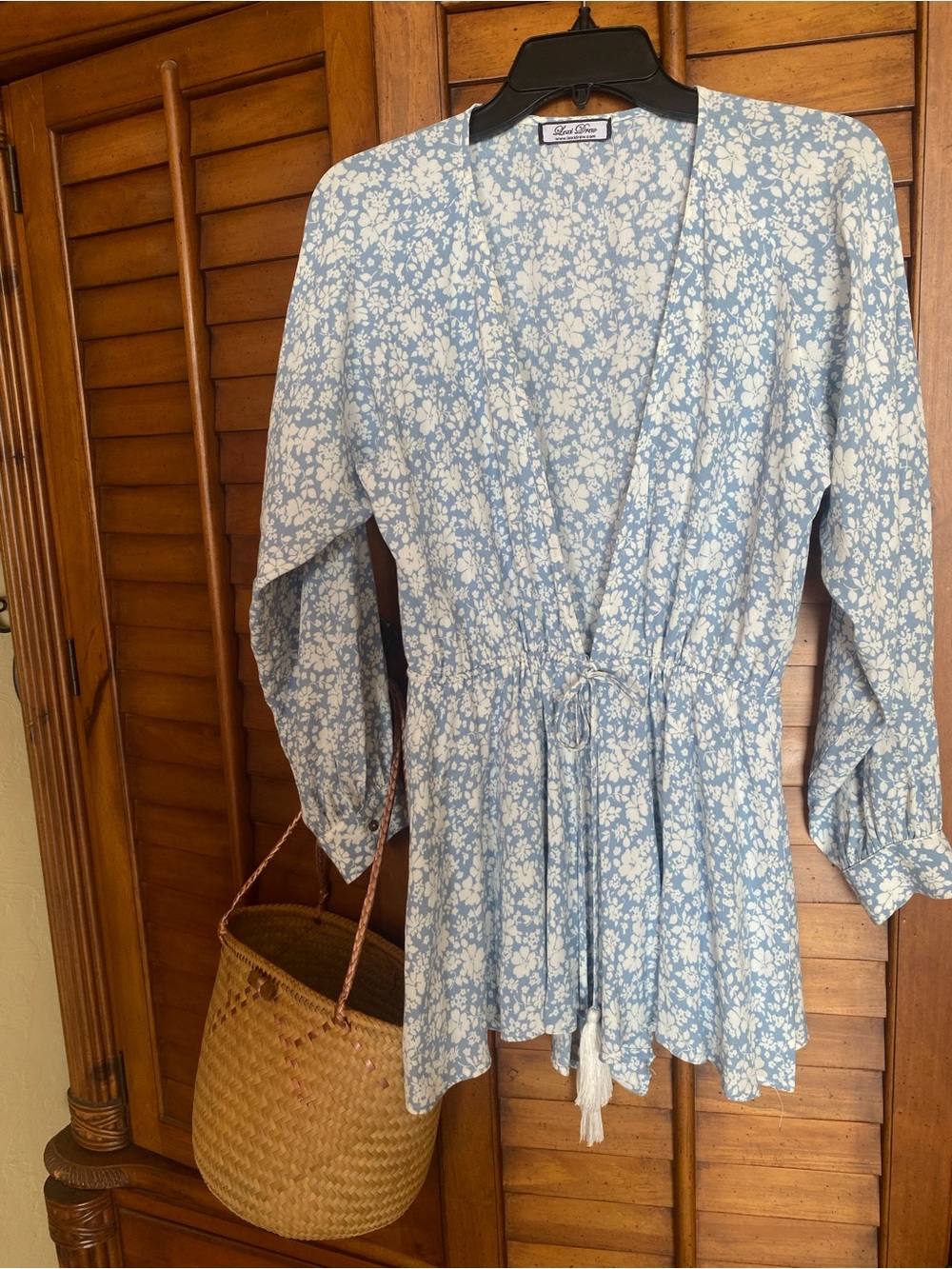 Reformation Light Blue Floral Drawstring Shorts